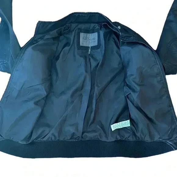 Ci Sono By Cavalini Women’s Medium Black 100% Vegan Leather Bomber Jacket - Picture 6 of 9